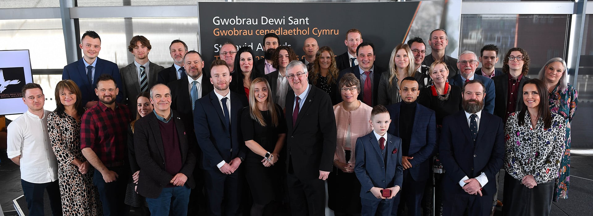 St David Awards 2020 Finalist announcement which took place in the Senedd in Cardiff Bay.Pictured here are the finalists with the First Minister© Welsh Government (Crown Copyright), all rights reserved